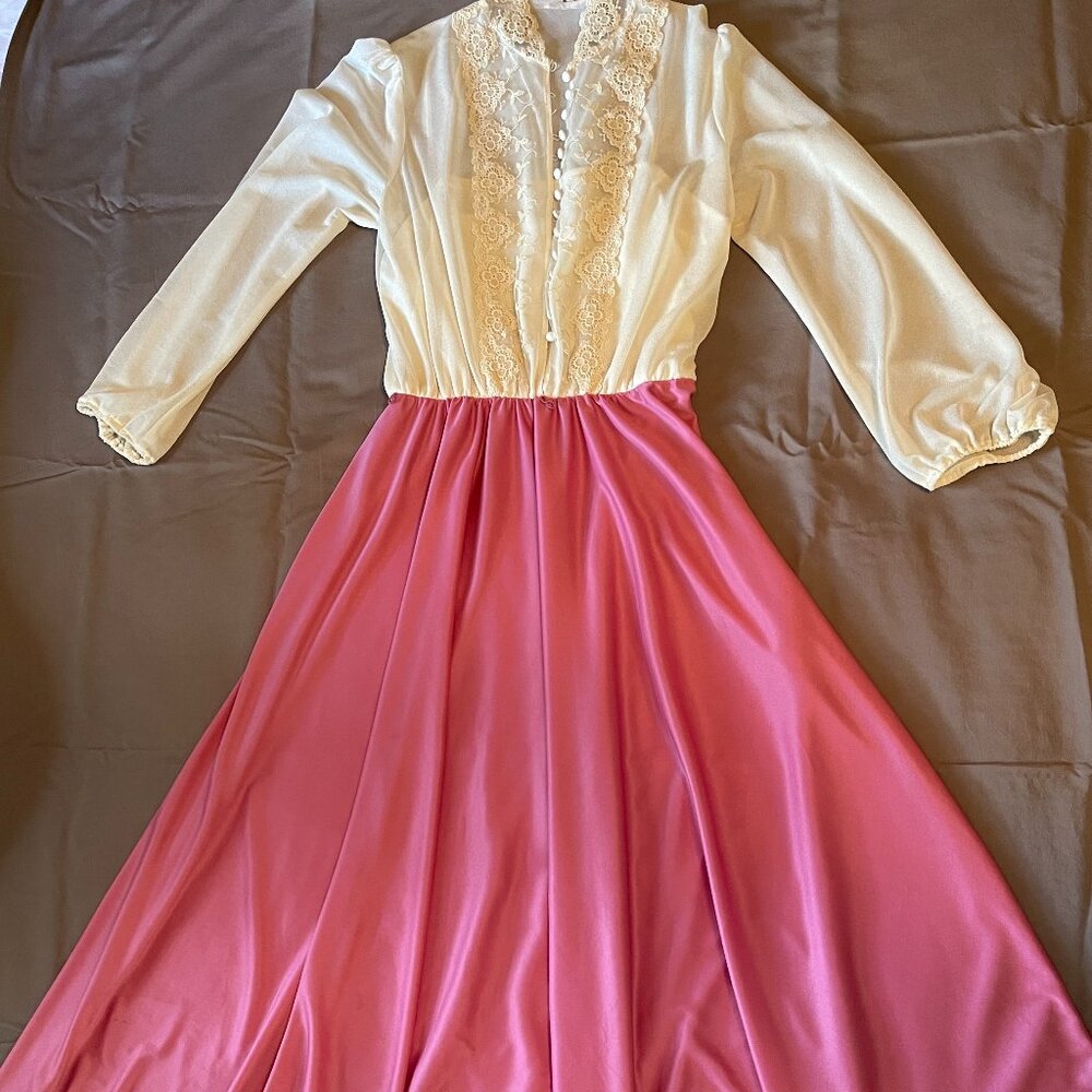 Vintage 1930s 40s long sheer top button camisole dress